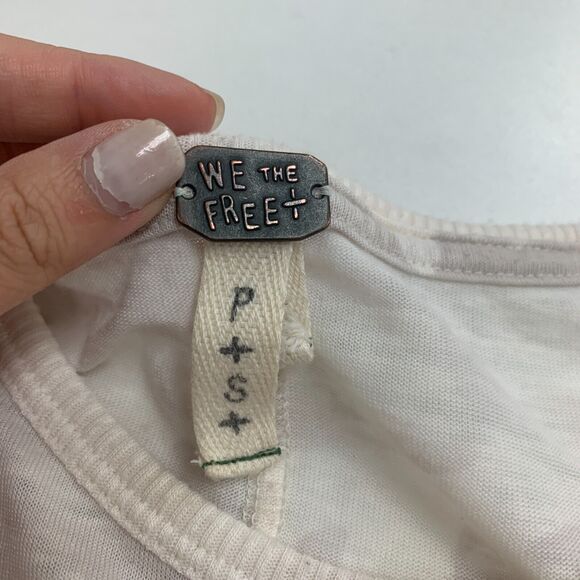 We The Free People Shirt Womens S Small Pearl Camo Cotton Blend Hi Low Hem Tee - Picture 9 of 15